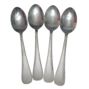 4 Reed Barton Olde English Hammered Spoon 6.25" stainless baroque styled